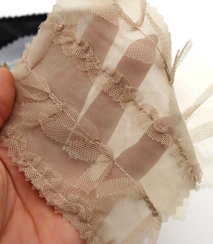 【25SS-063】チュールフリル×チュールリボン付きシフォン　/0.5ｙあたり = ～ 915円