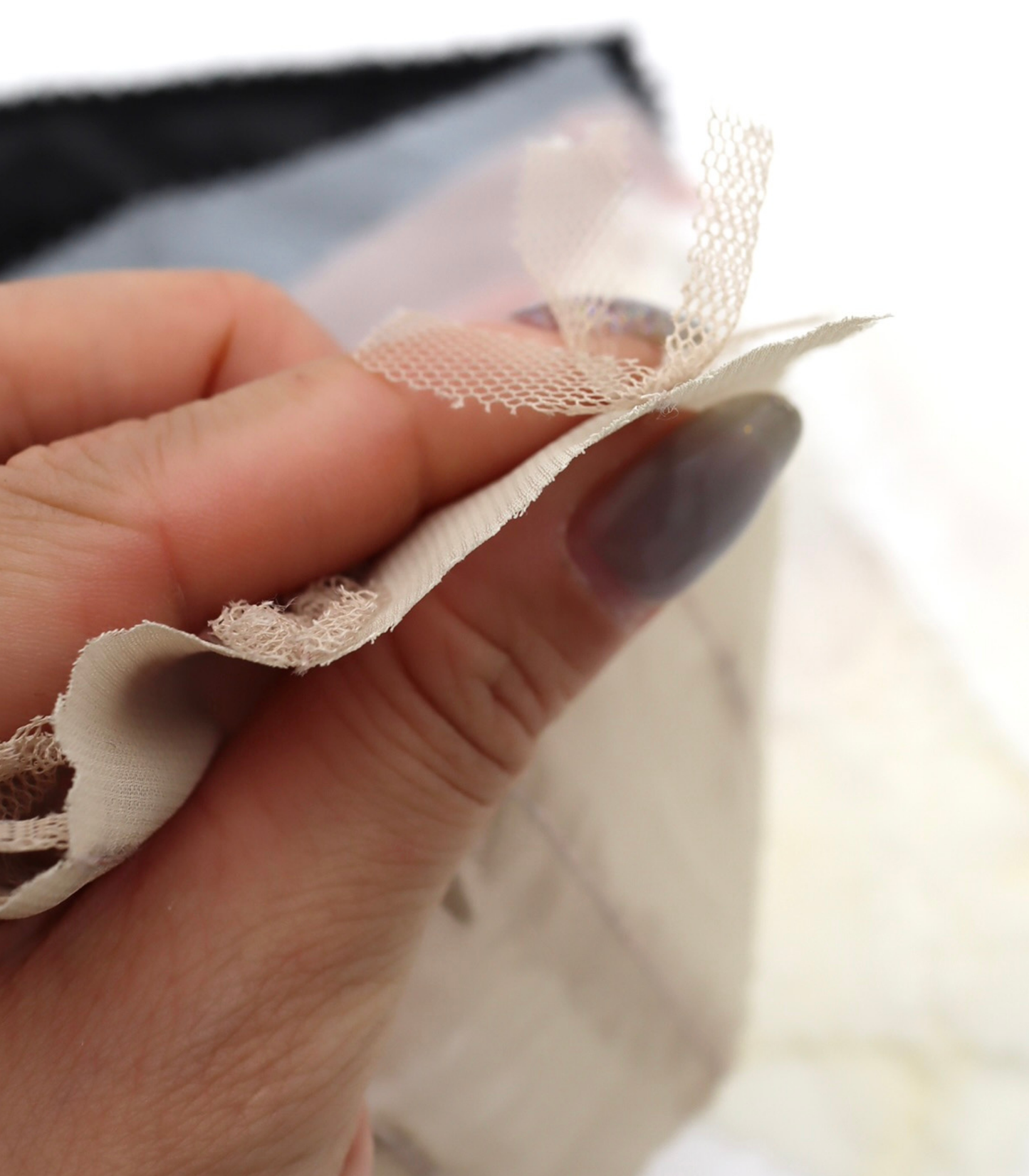 【25SS-063】チュールフリル×チュールリボン付きシフォン　/0.5ｙあたり = ～ 915円