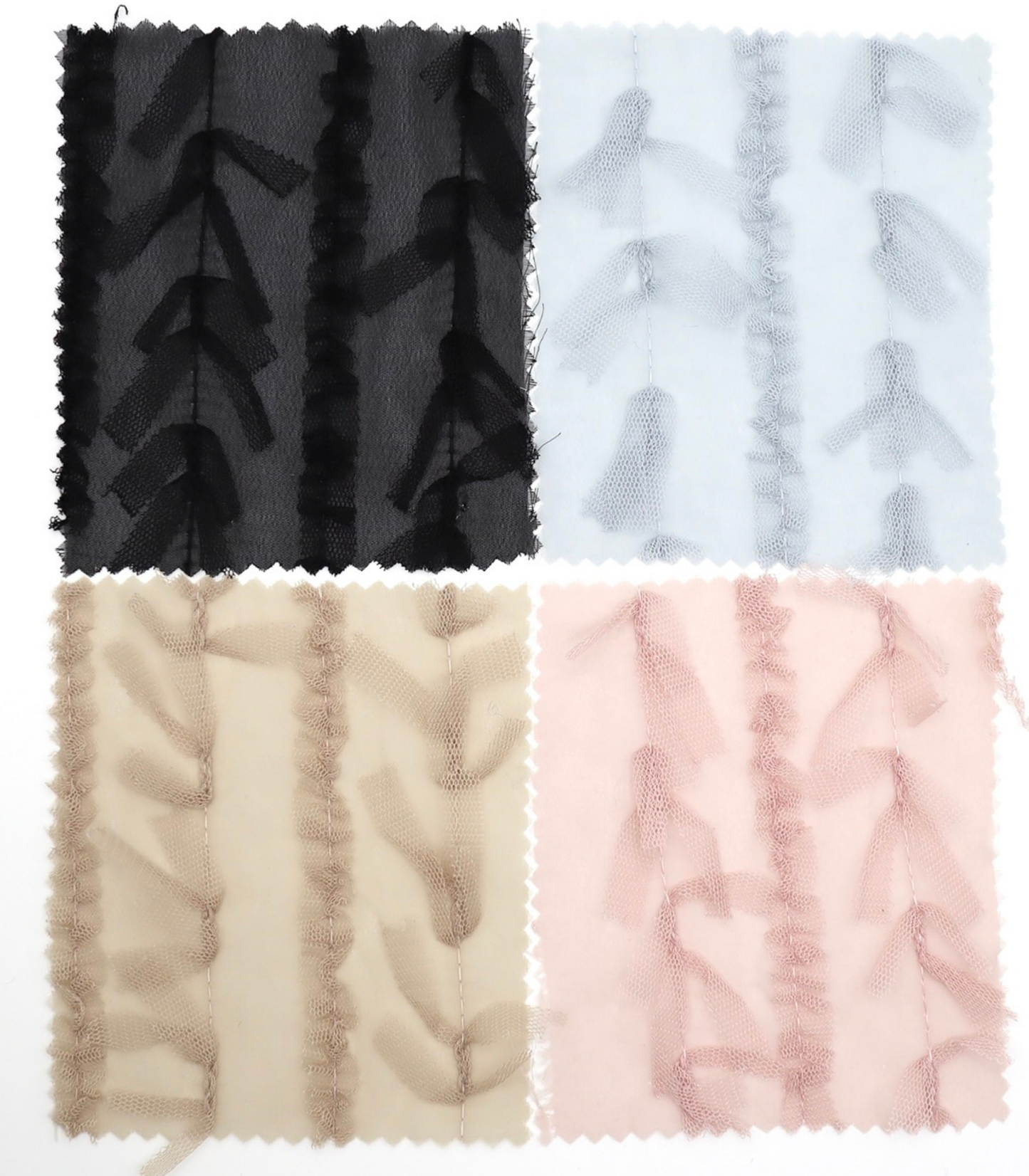 【25SS-063】チュールフリル×チュールリボン付きシフォン　/0.5ｙあたり = ～ 915円