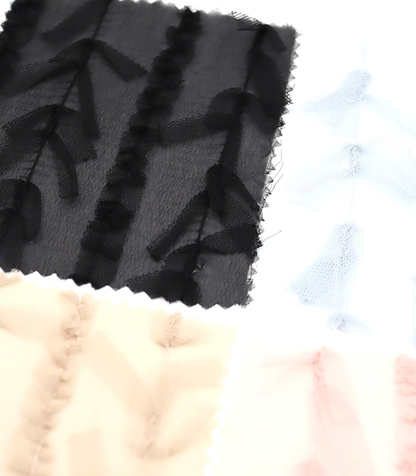 【25SS-063】チュールフリル×チュールリボン付きシフォン　/0.5ｙあたり = ～ 915円