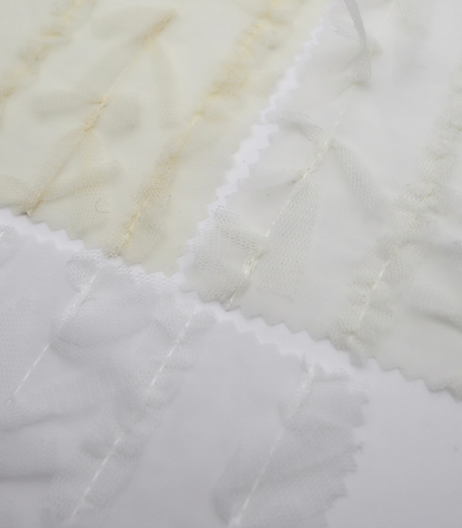 【25SS-063】チュールフリル×チュールリボン付きシフォン　/0.5ｙあたり = ～ 915円