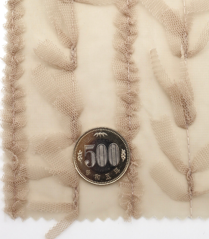 【25SS-063】チュールフリル×チュールリボン付きシフォン　/0.5ｙあたり = ～ 915円