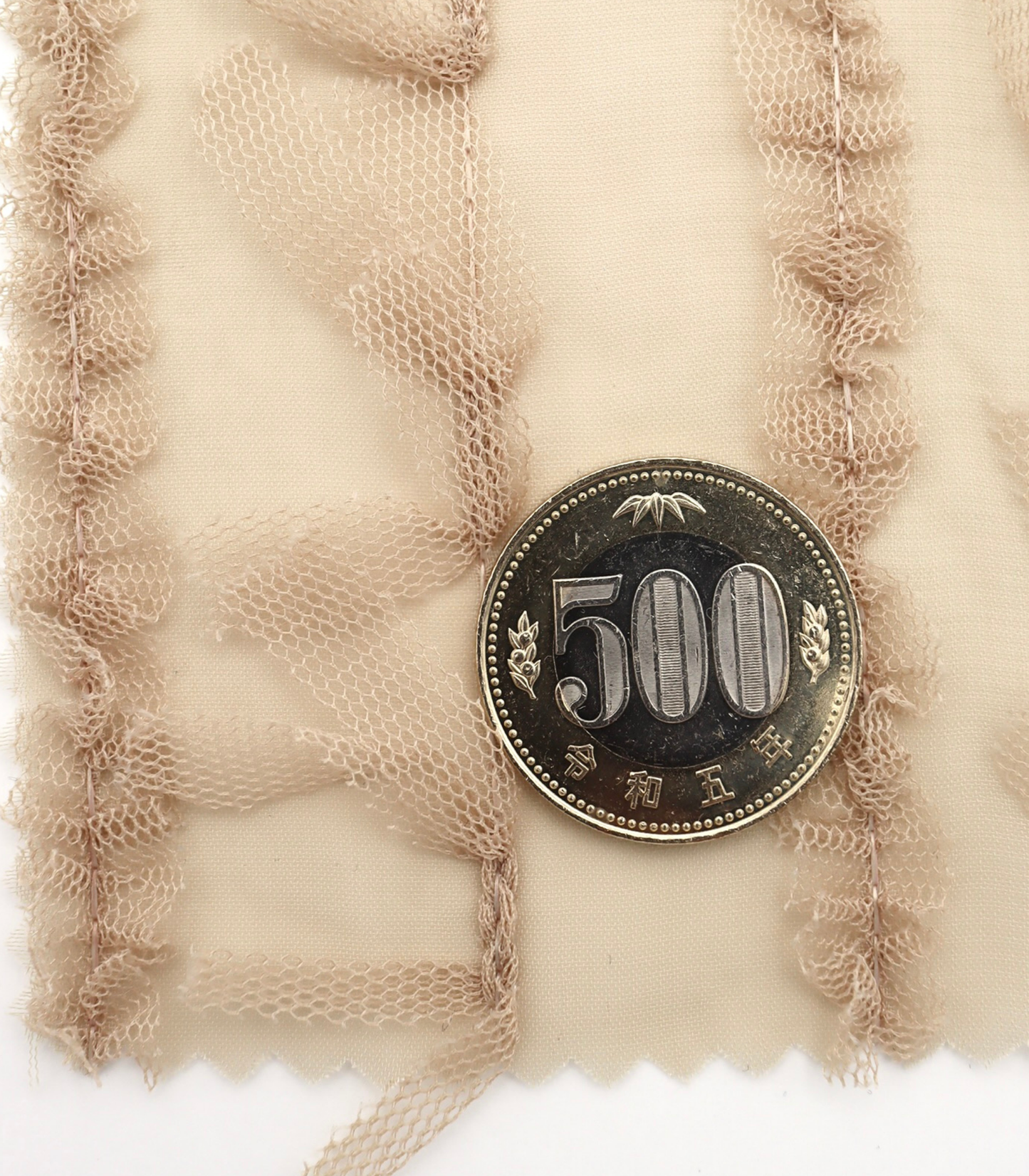 【25SS-063】チュールフリル×チュールリボン付きシフォン　/0.5ｙあたり = ～ 915円