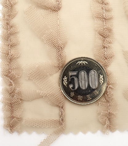 【25SS-063】チュールフリル×チュールリボン付きシフォン　/0.5ｙあたり = ～ 915円