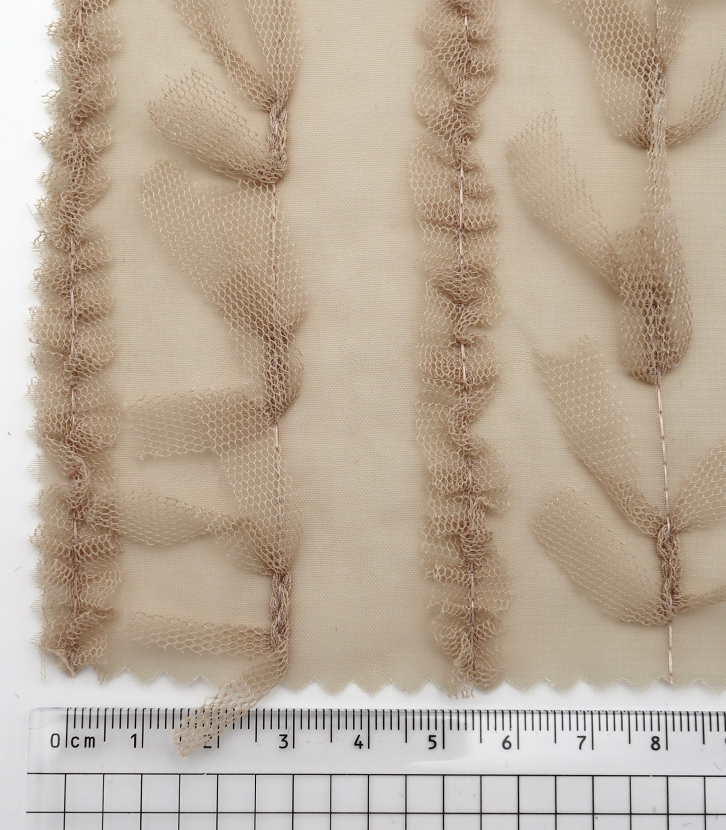 【25SS-063】チュールフリル×チュールリボン付きシフォン　/0.5ｙあたり = ～ 915円