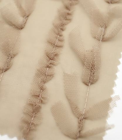 【25SS-063】チュールフリル×チュールリボン付きシフォン　/0.5ｙあたり = ～ 915円