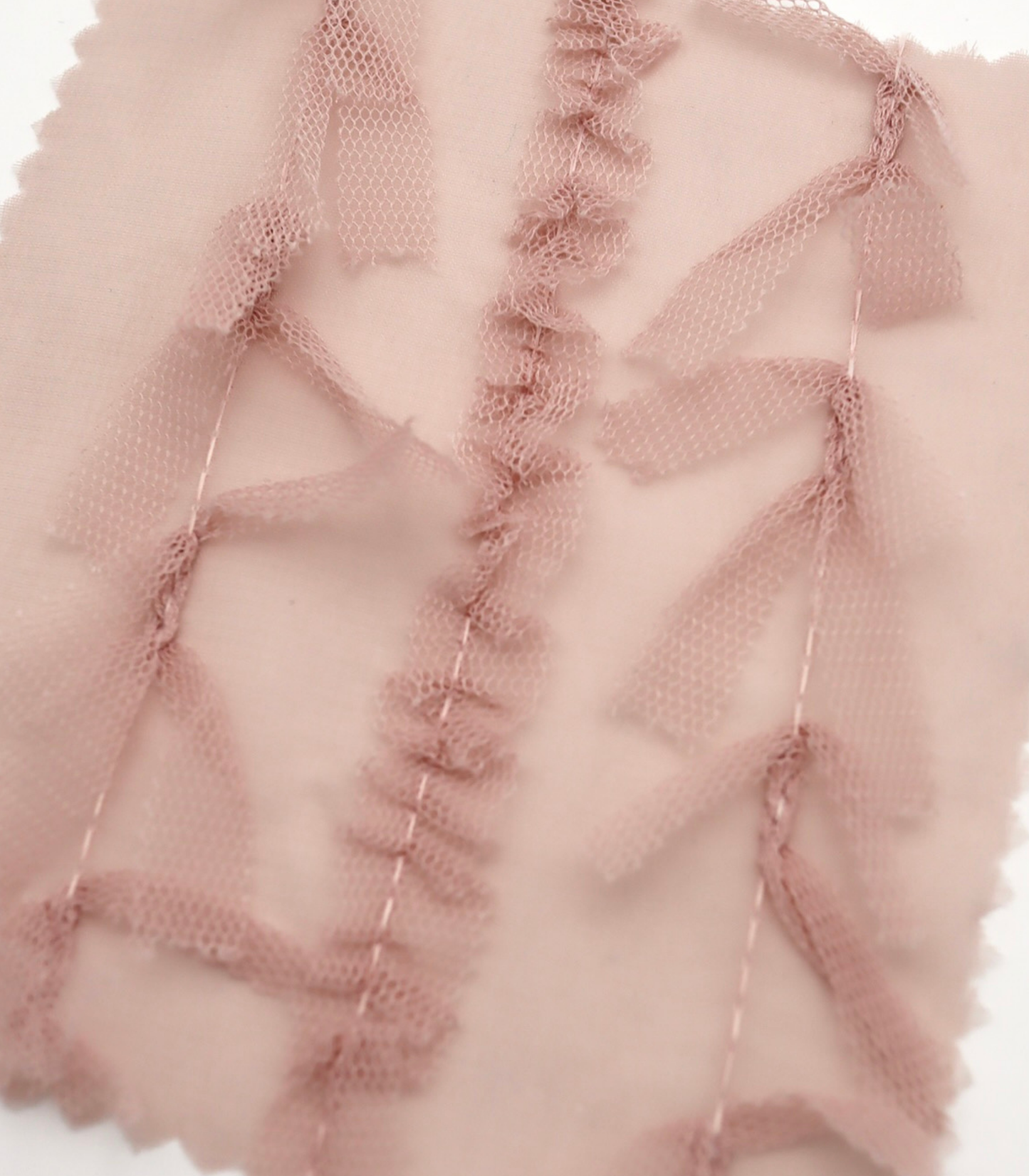 【25SS-063】チュールフリル×チュールリボン付きシフォン　/0.5ｙあたり = ～ 915円