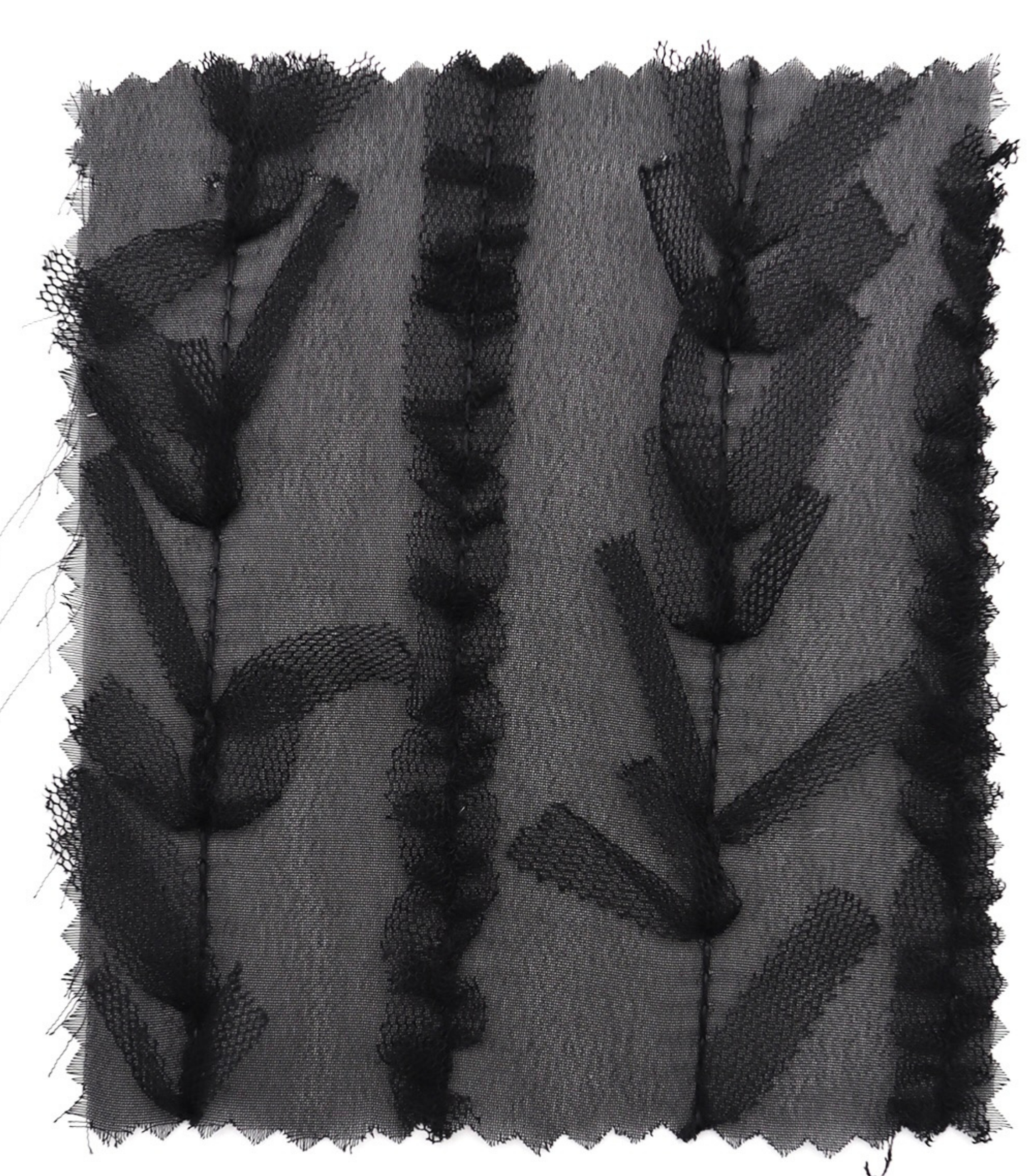 【25SS-063】チュールフリル×チュールリボン付きシフォン　/0.5ｙあたり = ～ 915円