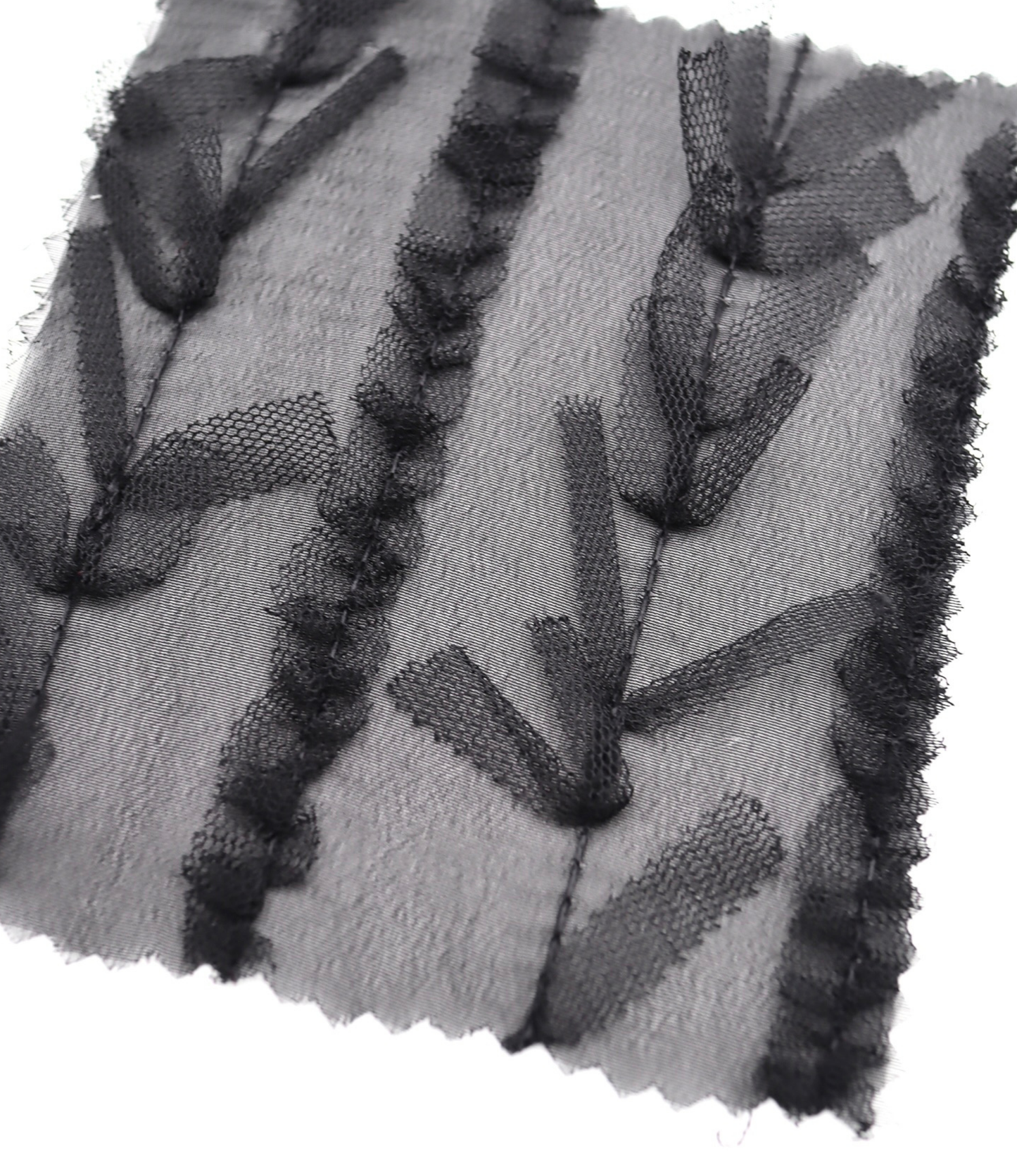 【25SS-063】チュールフリル×チュールリボン付きシフォン　/0.5ｙあたり = ～ 915円