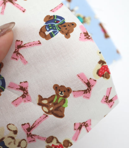 【25SS-235】おしゃれくまちゃん×リボンプリント綿ローン　/0.5ｙあたり = ～770円