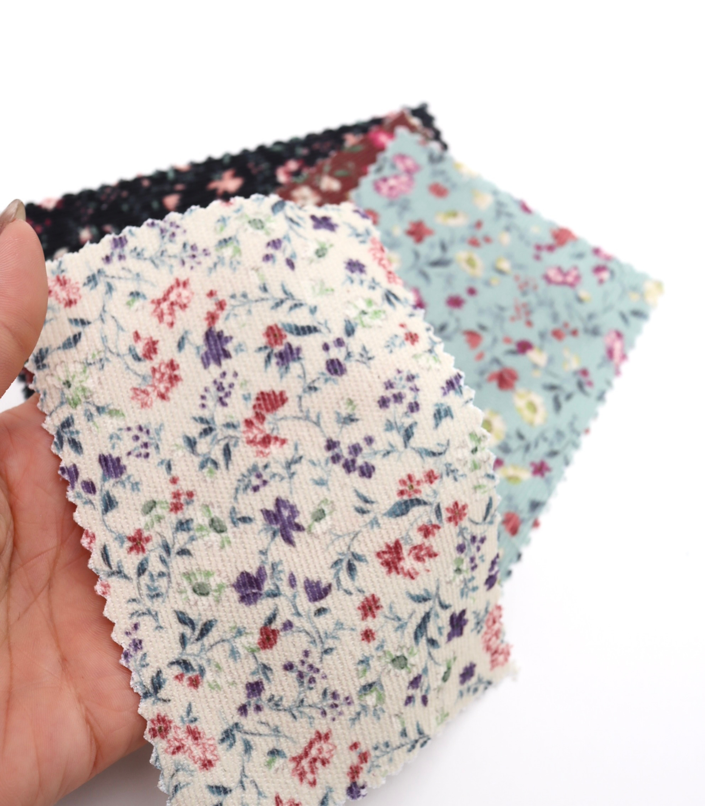 【25SS-126】小花柄プリントコーデュロイ　/0.5ｙあたり=～980円