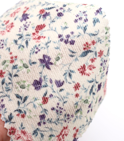 【25SS-126】小花柄プリントコーデュロイ　/0.5ｙあたり=～980円