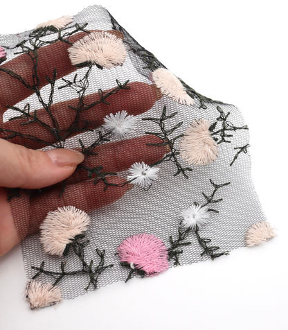【25SS-392】フラワー刺繍チュールレース　/0.5ｙあたり=～1250円
