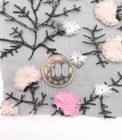 【25SS-392】フラワー刺繍チュールレース　/0.5ｙあたり=～1250円