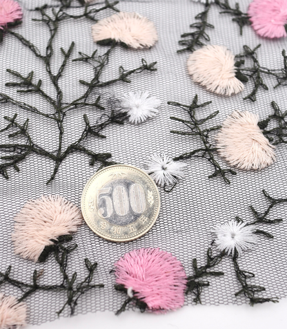 【25SS-392】フラワー刺繍チュールレース　/0.5ｙあたり=～1250円