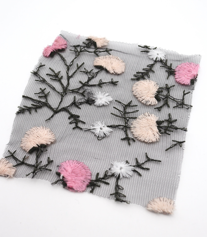 【25SS-392】フラワー刺繍チュールレース　/0.5ｙあたり=～1250円