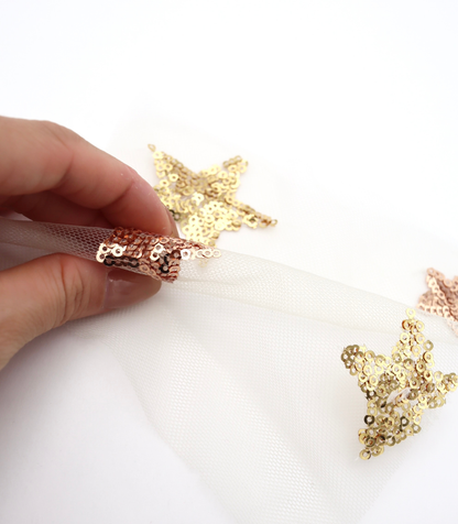 【25SS-395】星柄スパンコール刺繍チュール　/0.5ｙあたり=～1320円