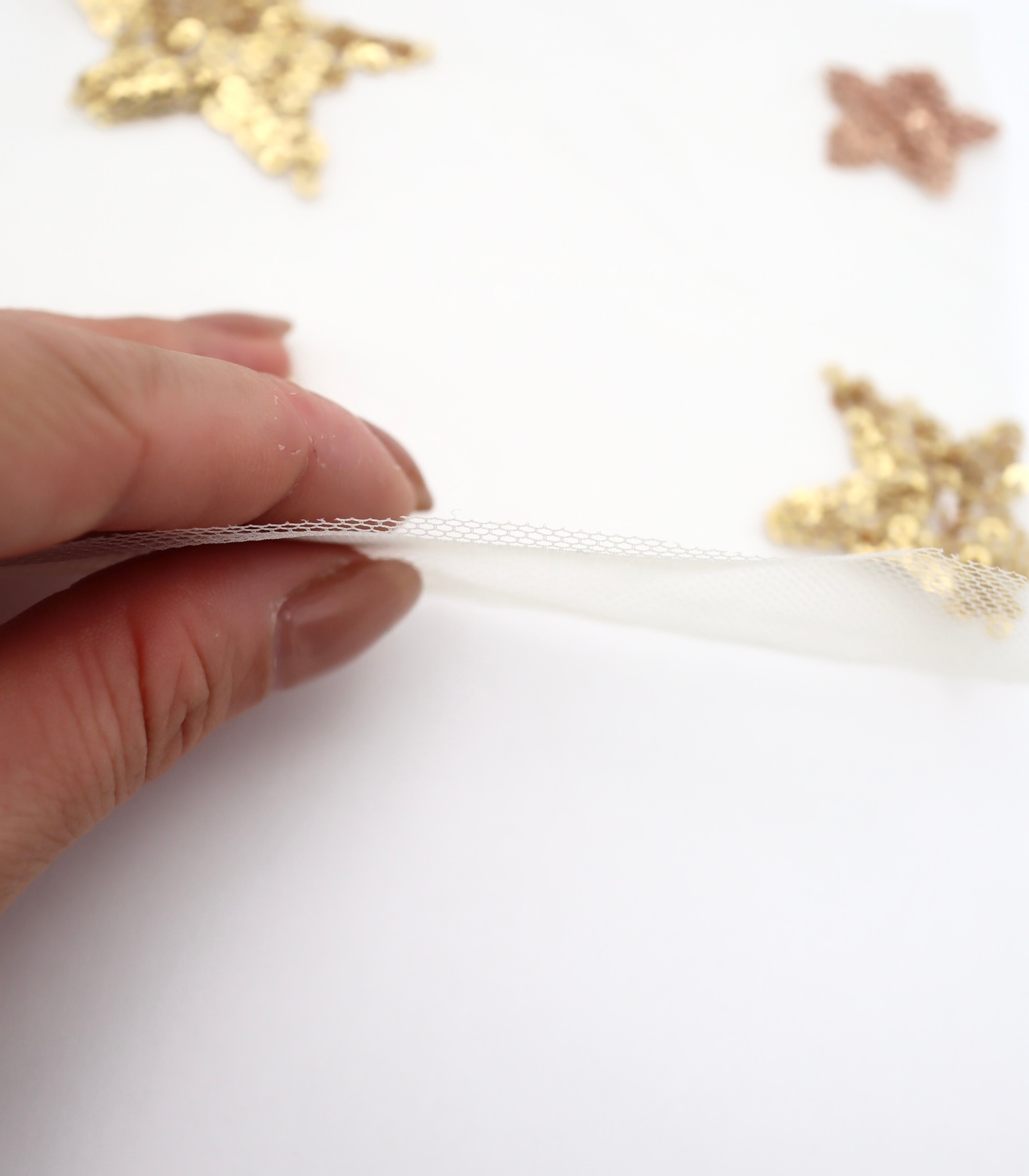 【25SS-395】星柄スパンコール刺繍チュール　/0.5ｙあたり=～1320円