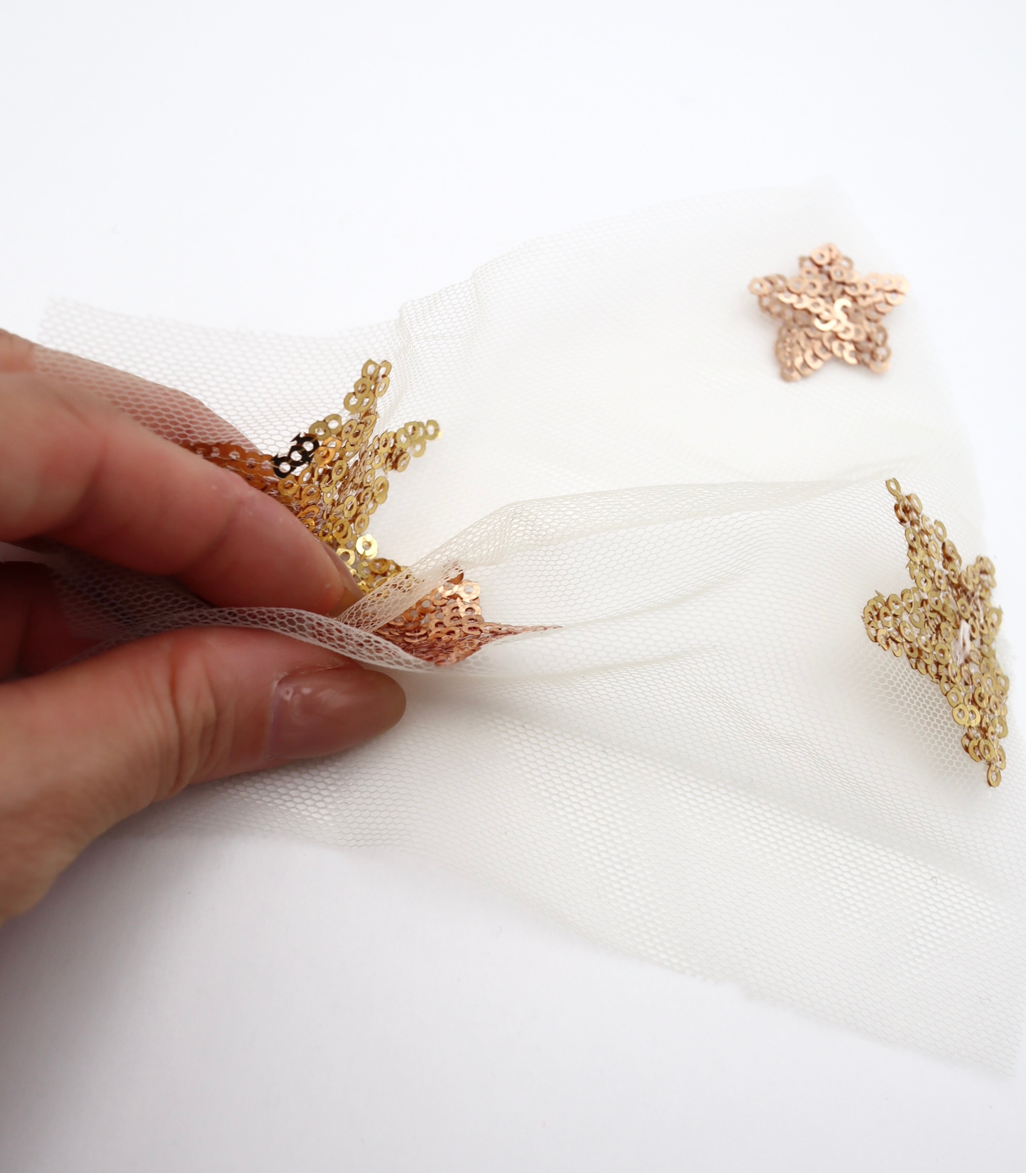 【25SS-395】星柄スパンコール刺繍チュール　/0.5ｙあたり=～1320円