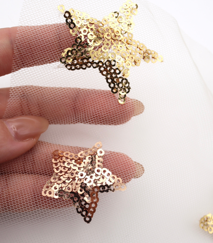 【25SS-395】星柄スパンコール刺繍チュール　/0.5ｙあたり=～1320円