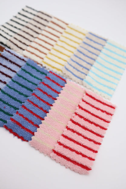 【25SS-474】カラフル細ピッチボーダーパイルニット　/0.5ｙあたり=～1150円