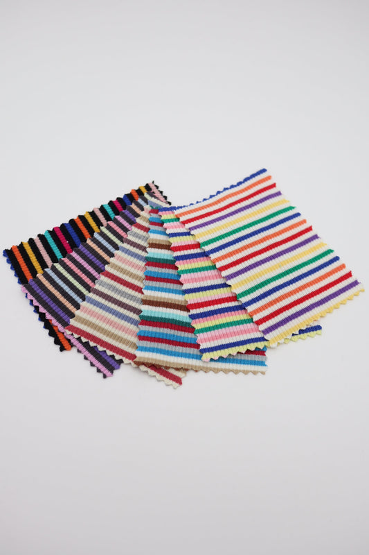 【25SS-477】カラフル細ピッチボーダーテレコニット　/0.5ｙあたり=～960円