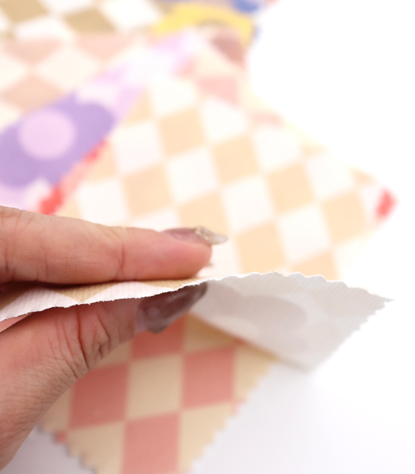 【25SS-120】レトロフラワー×ダイヤチェックプリントコーデュロイ　/0.5ｙあたり=～930円