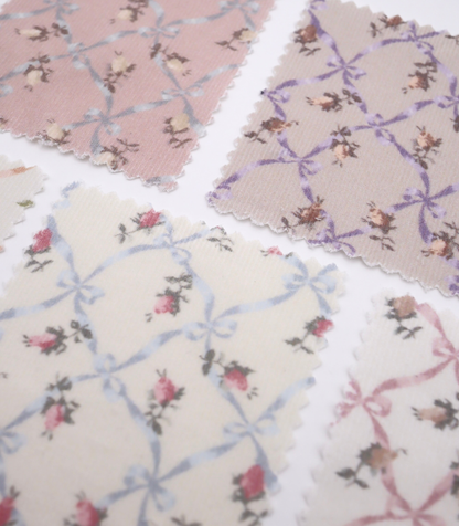 【25SS-112】ローズ×リボンプリントコーデュロイ　/0.5ｙあたり=～890円