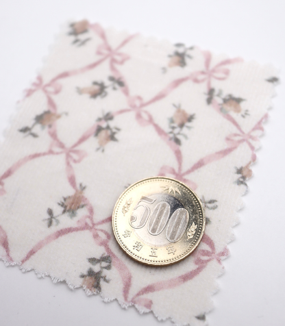【25SS-112】ローズ×リボンプリントコーデュロイ　/0.5ｙあたり=～890円