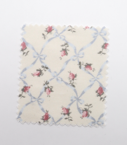 【25SS-112】ローズ×リボンプリントコーデュロイ　/0.5ｙあたり=～890円