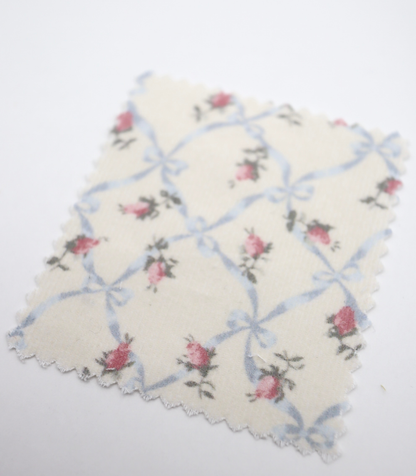 【25SS-112】ローズ×リボンプリントコーデュロイ　/0.5ｙあたり=～890円