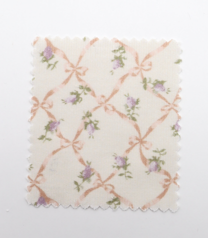 【25SS-112】ローズ×リボンプリントコーデュロイ　/0.5ｙあたり=～890円