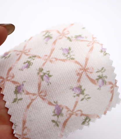 【25SS-112】ローズ×リボンプリントコーデュロイ　/0.5ｙあたり=～890円