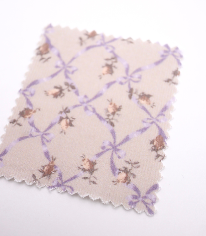 【25SS-112】ローズ×リボンプリントコーデュロイ　/0.5ｙあたり=～890円