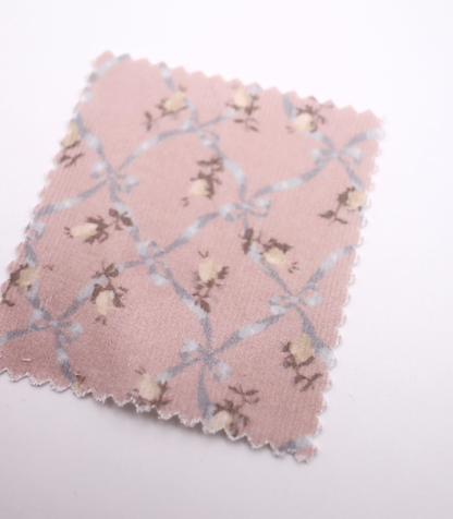 【25SS-112】ローズ×リボンプリントコーデュロイ　/0.5ｙあたり=～890円