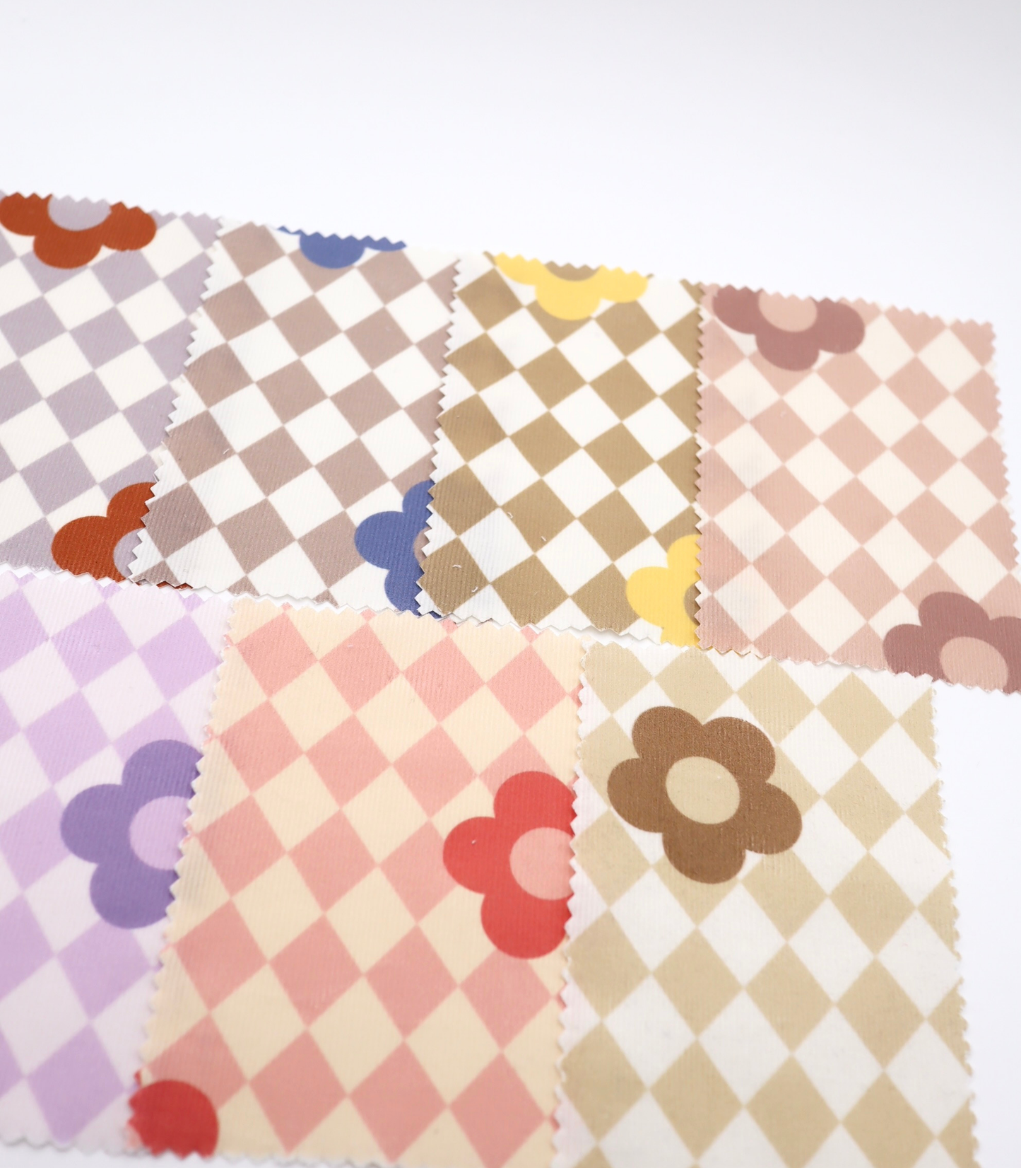 【25SS-120】レトロフラワー×ダイヤチェックプリントコーデュロイ　/0.5ｙあたり=～930円