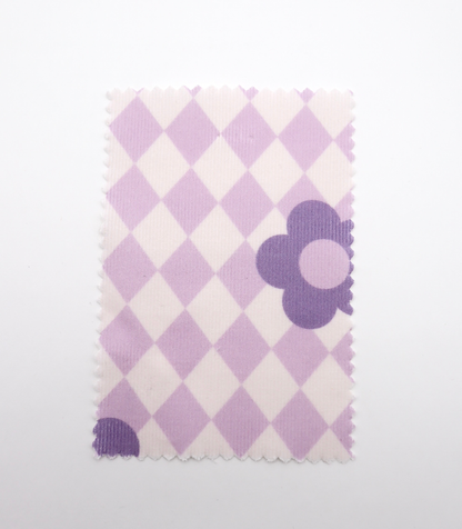 【25SS-120】レトロフラワー×ダイヤチェックプリントコーデュロイ　/0.5ｙあたり=～930円