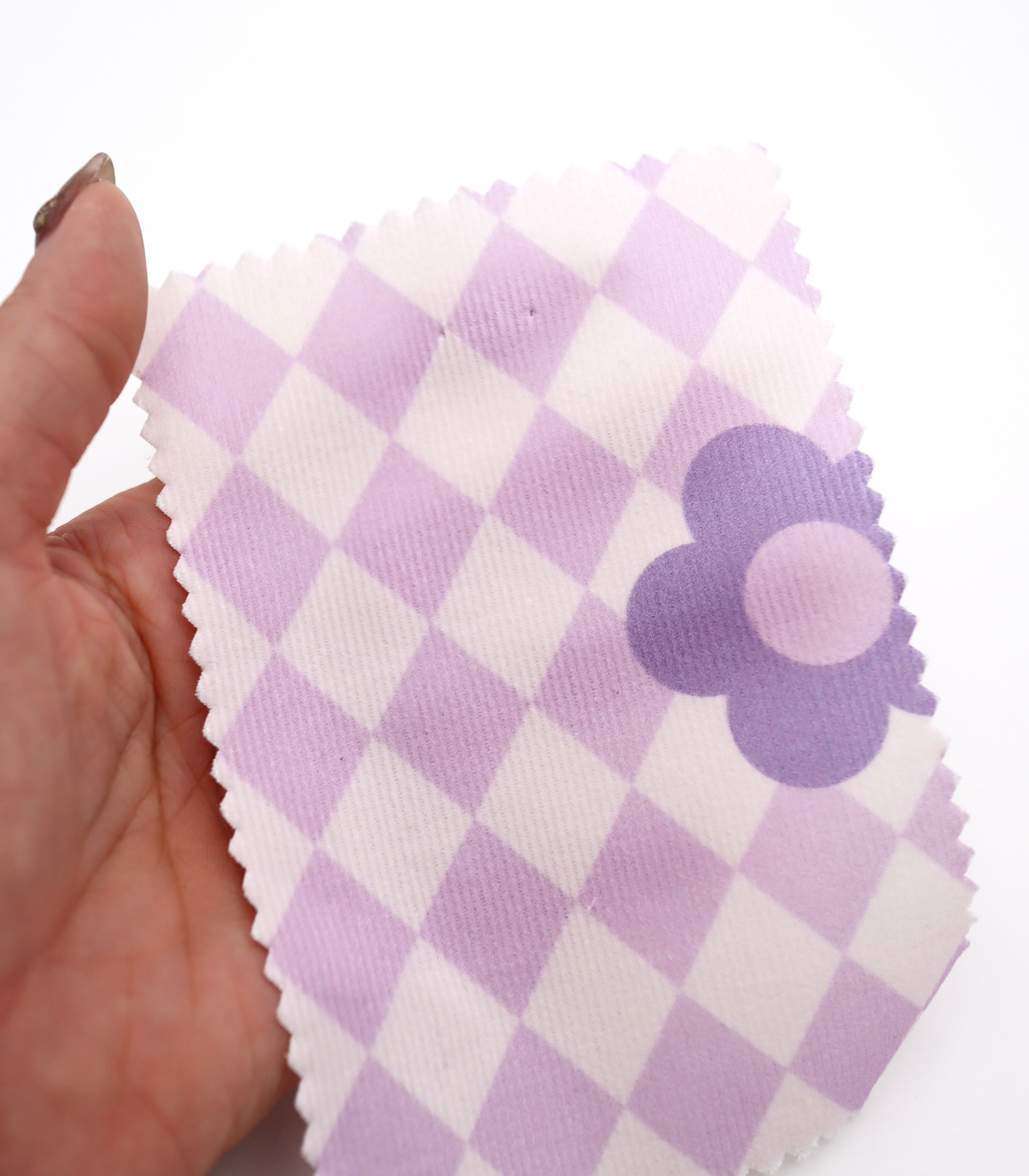 【25SS-120】レトロフラワー×ダイヤチェックプリントコーデュロイ　/0.5ｙあたり=～930円