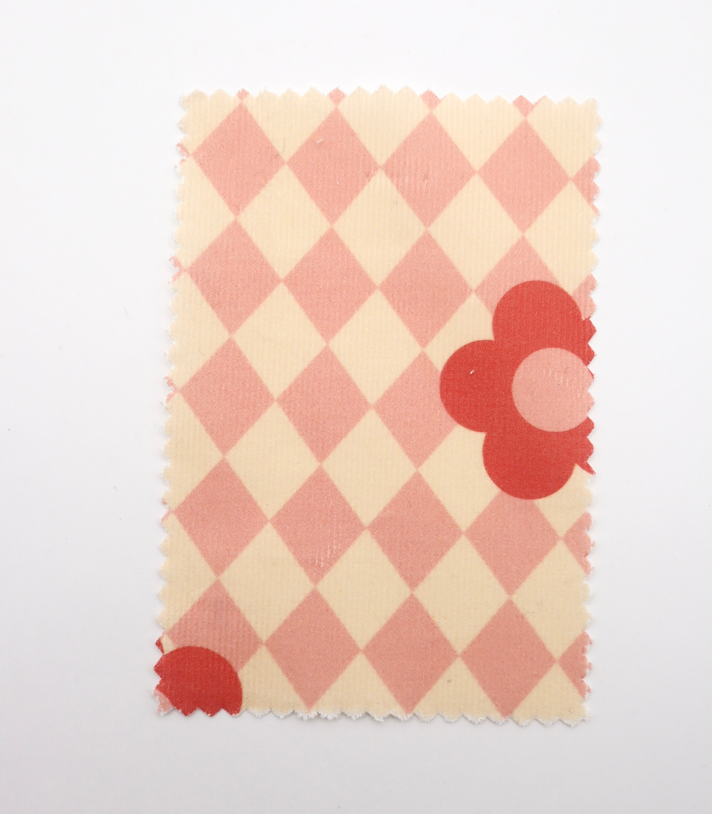 【25SS-120】レトロフラワー×ダイヤチェックプリントコーデュロイ　/0.5ｙあたり=～930円