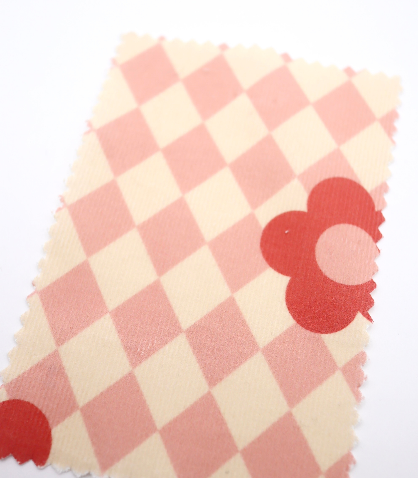 【25SS-120】レトロフラワー×ダイヤチェックプリントコーデュロイ　/0.5ｙあたり=～930円