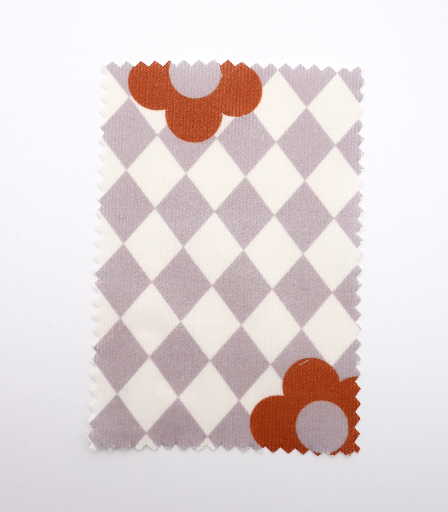 【25SS-120】レトロフラワー×ダイヤチェックプリントコーデュロイ　/0.5ｙあたり=～930円