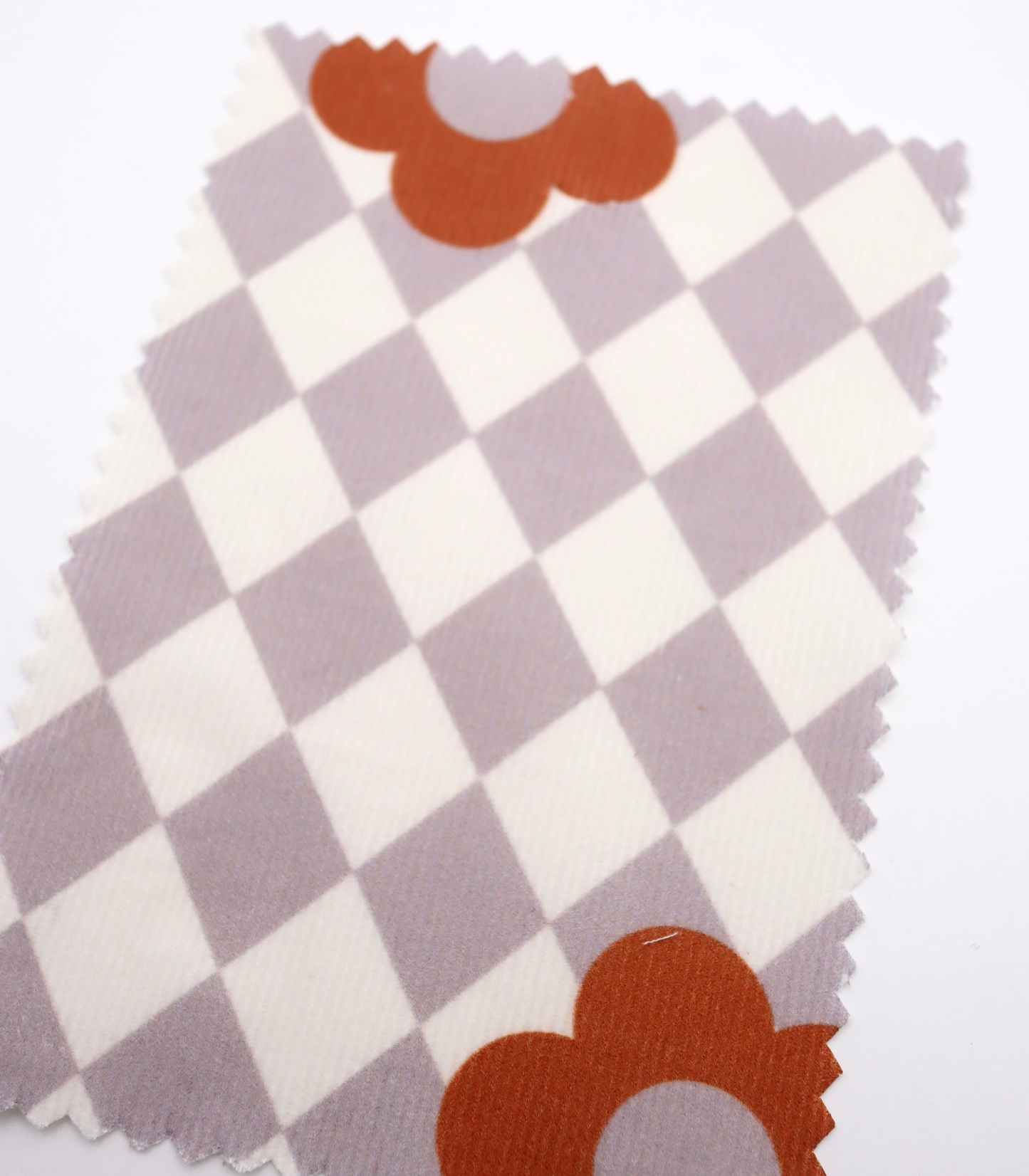 【25SS-120】レトロフラワー×ダイヤチェックプリントコーデュロイ　/0.5ｙあたり=～930円