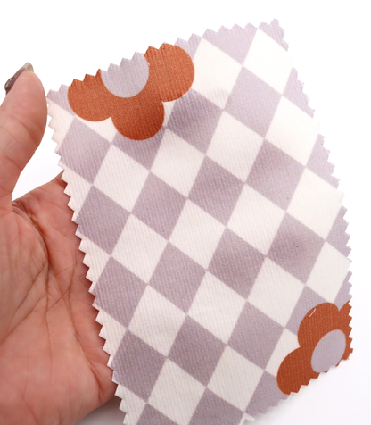 【25SS-120】レトロフラワー×ダイヤチェックプリントコーデュロイ　/0.5ｙあたり=～930円