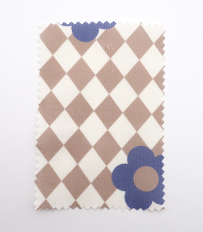 【25SS-120】レトロフラワー×ダイヤチェックプリントコーデュロイ　/0.5ｙあたり=～930円