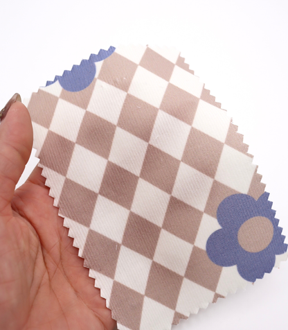 【25SS-120】レトロフラワー×ダイヤチェックプリントコーデュロイ　/0.5ｙあたり=～930円