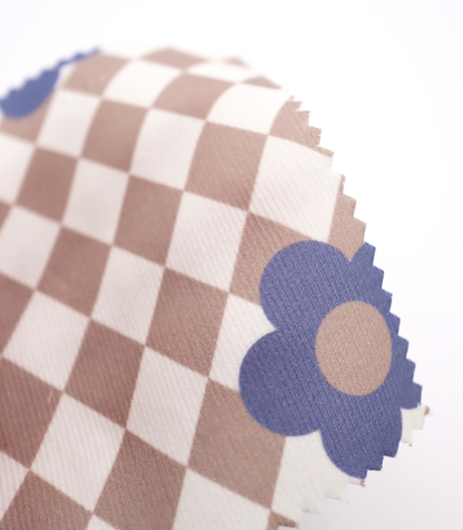 【25SS-120】レトロフラワー×ダイヤチェックプリントコーデュロイ　/0.5ｙあたり=～930円