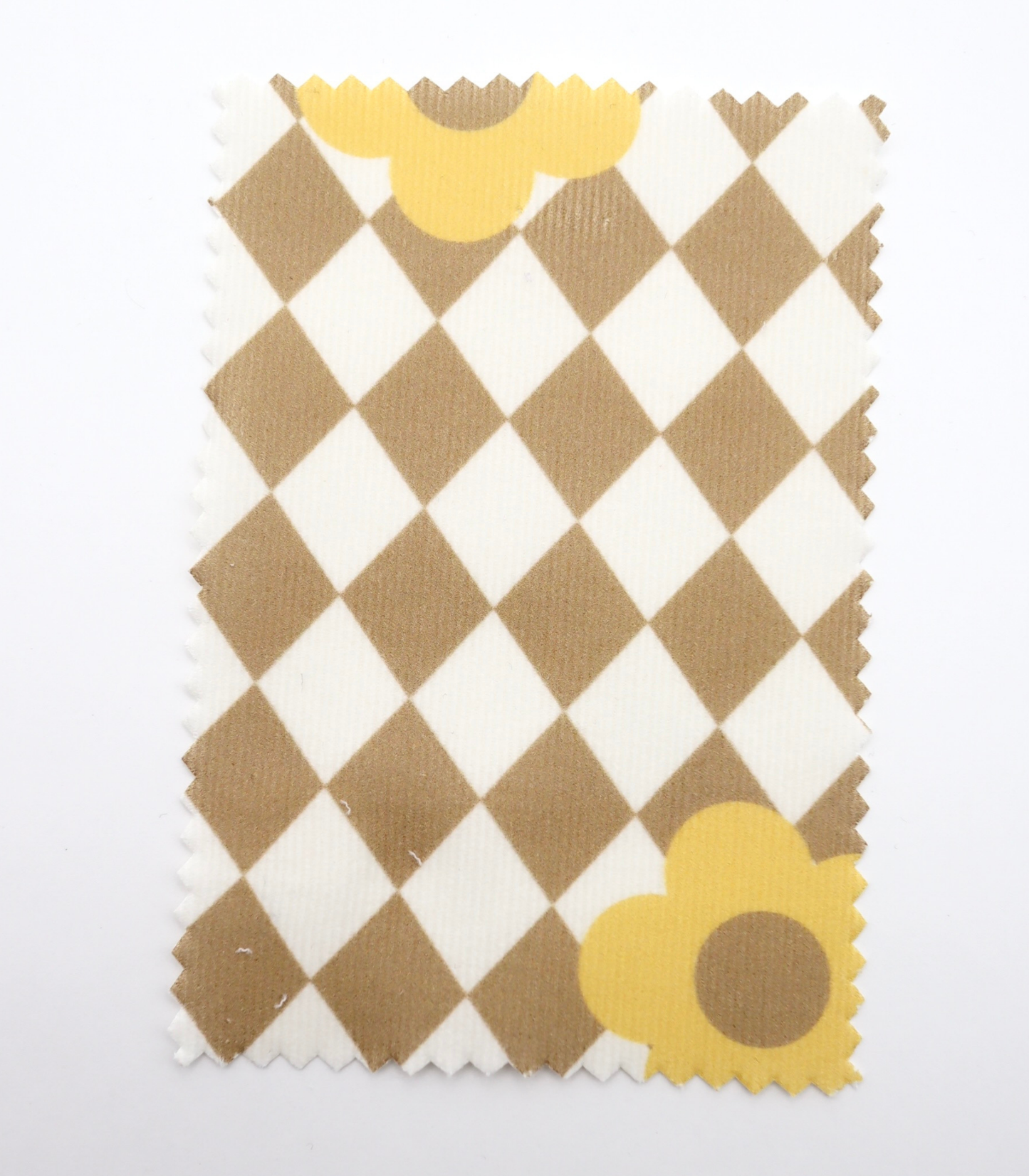 【25SS-120】レトロフラワー×ダイヤチェックプリントコーデュロイ　/0.5ｙあたり=～930円