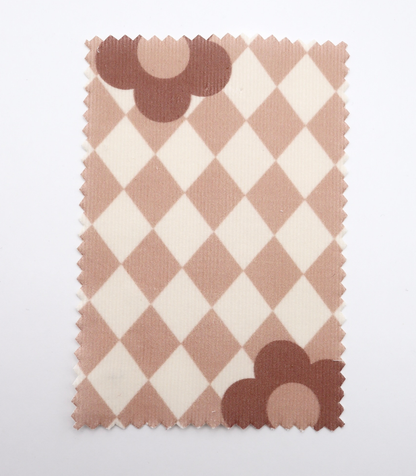 【25SS-120】レトロフラワー×ダイヤチェックプリントコーデュロイ　/0.5ｙあたり=～930円