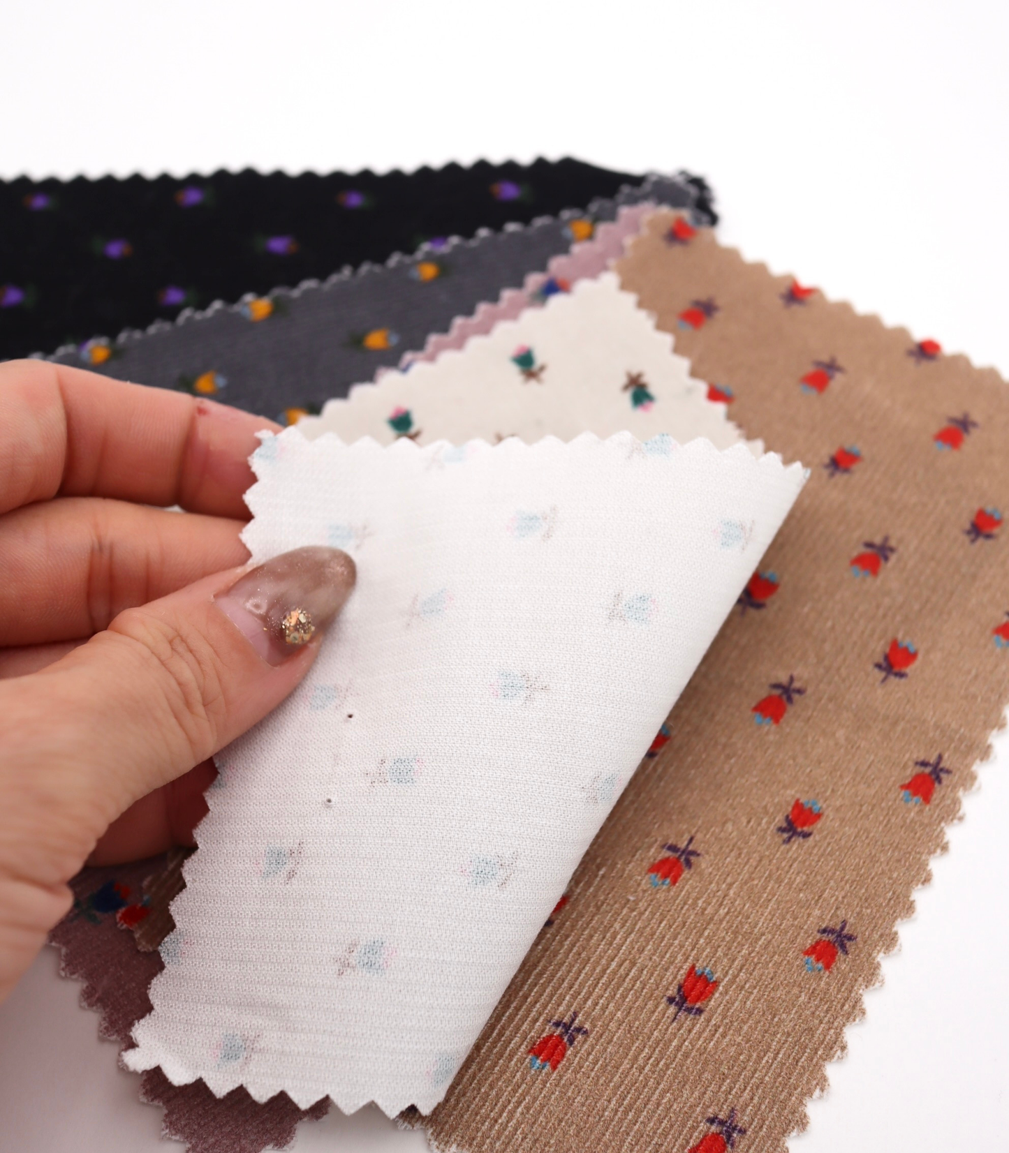 【25SS-124】小花柄プリントコーデュロイ　/0.5ｙあたり=～960円