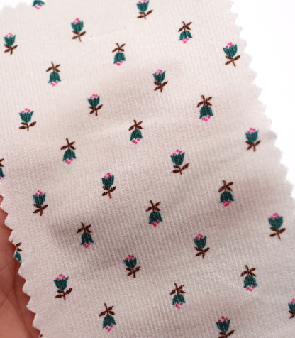 【25SS-124】小花柄プリントコーデュロイ　/0.5ｙあたり=～960円